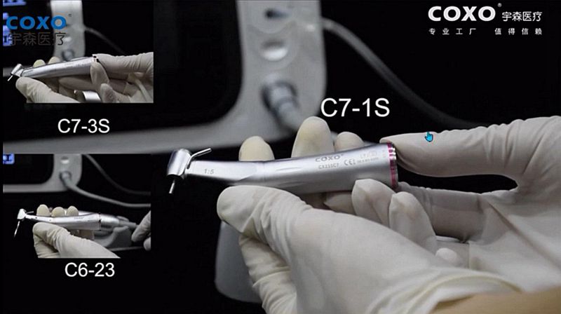 宇森牙科手機新品推介會，無菌拔牙手機、1:4.2增速反角光纖手機c7-3s。 科貿(mào)嘉友熱線17791999852
